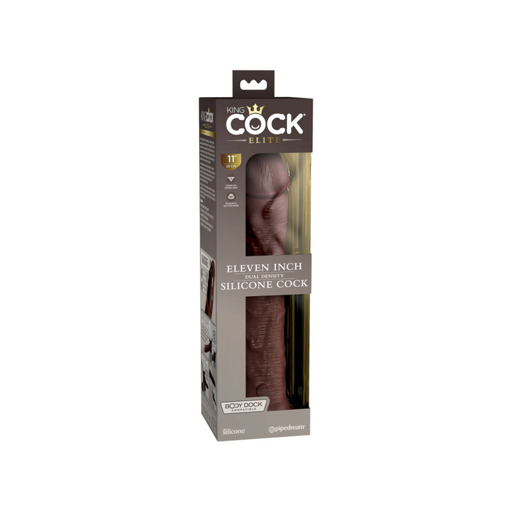 King Cock Dildo Elite 11"Dual Density Silicone Cock Brown