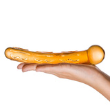 Pomarańczowe żebrowane szklane dildo Glas Orange Tickler Glass Dildo