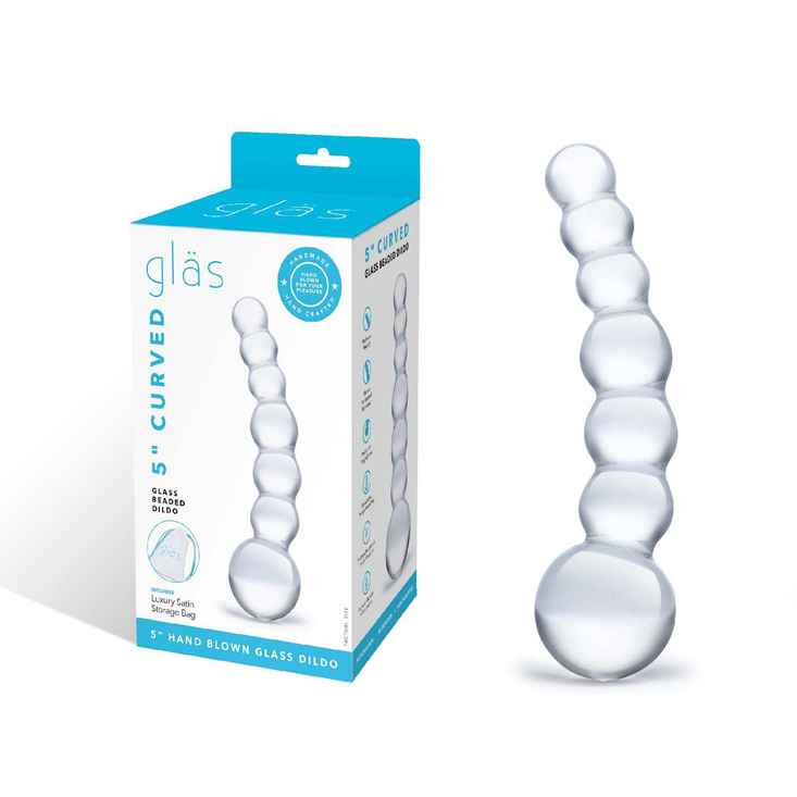 Kulkowe szklane dildo do stymulacji punktu G Glas Curved Glass Beaded Dildo