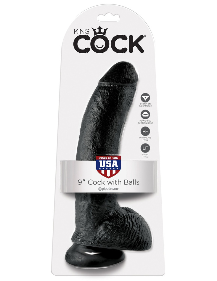 King Cock 9' Cock with Balls Black dildo z jądrami czarne 23cm