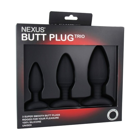 Набір з 3 анальних пробок Butt Plug Trio 3 Solid Silicone Butt Plugs S M L Nexus