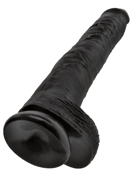 14' Cock With Balls Black Dildo Z Jądrami Czarne 35Cm King Cock