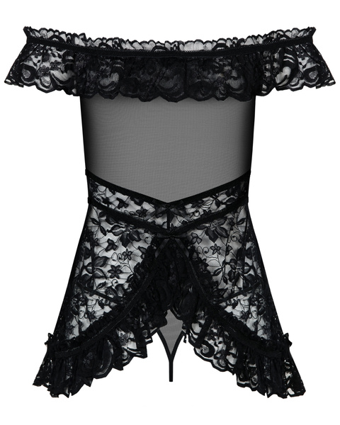 Koronkowa Babydoll Ze Stringami Flores S/M Obsessive