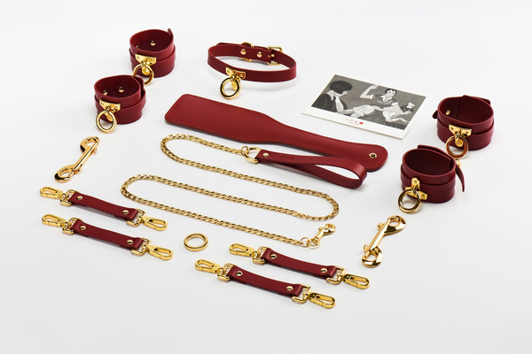 Set of Red Leather Accessories Upko Leather Kinky Tools Set Red UPKO