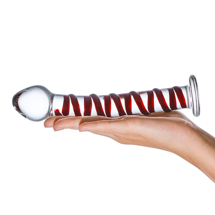 Żebrowane szklane dildo Glas Mr. Swirly Glass Dildo