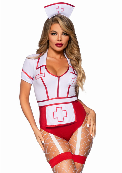 Костюм медсестри Nurse Feelgood Bodysuit Red L Leg Avenue