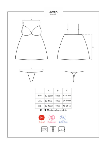 Babydoll Ze Stringami Luvae 2Xl/3Xl Obsessive