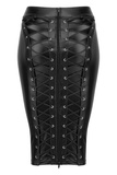  F152 Powerwetlook pencil skirt S Noir Handmade