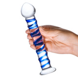 Szklane dildo z niebieską spiralą dookoła Glas Blue Spiral Glass Dildo