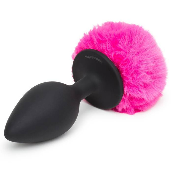 Happy Rabbit Bunny Tail Butt Plug Black Large