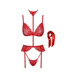 Noir Handmade lingerie set KISS243 Bondage Kiss Set Red S/M