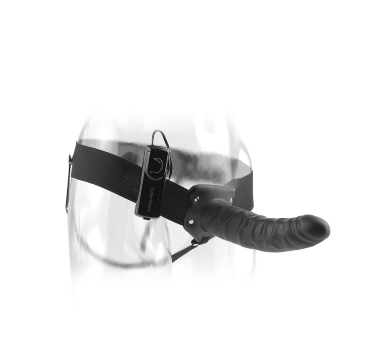 Pipedream Fetisch Fantasy Series 8" Vibrating Hollow Strap-On Black