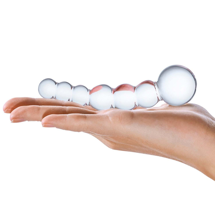 Glas Curved Glass Beaded Dildo