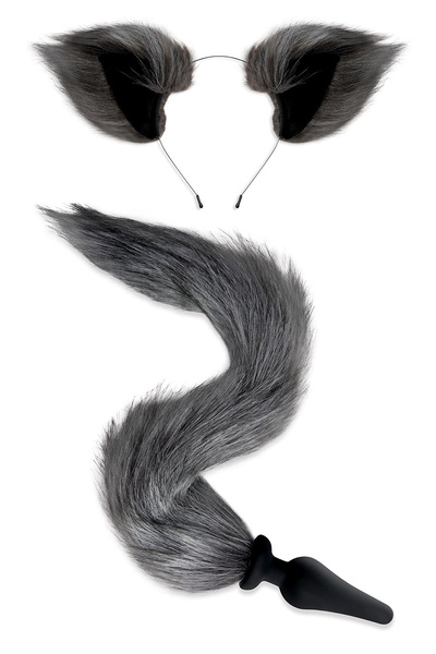 Набір Лисиця Анальна Пробка І Вуха Plug Grey Fox Tail Set Whipsmart
