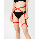 Червона шкіряна упряжка на стегна Alisa Karess