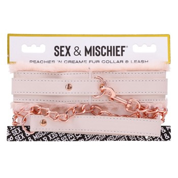 S&M Peaches ‘N Creame Fur Collar & Leash Cream Sportsheets