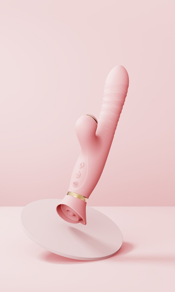 Вібратор Багатофункціональний Rose Thruster Strawberry Pink Zalo