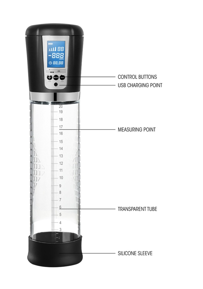 Shots Pumped Premium Rechargeable Automatic LCD Pump Transparent