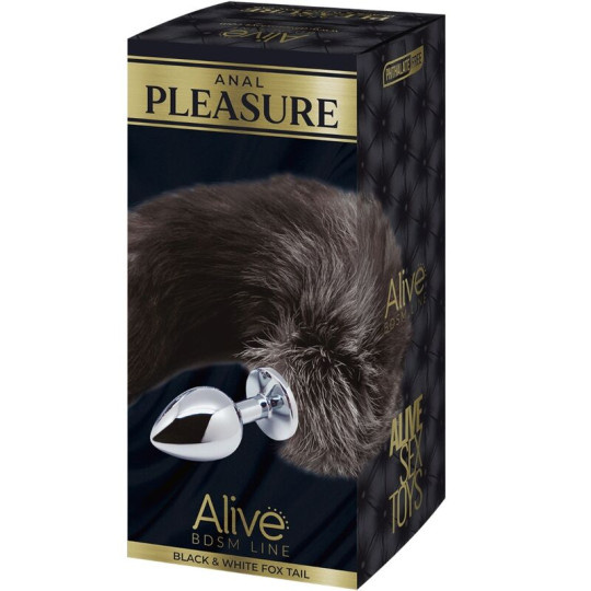 Korek Analny Lisi Ogon Black & White Fox Tail M Alive