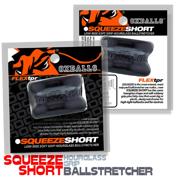 Naciagacz jąder [SIL/TPR] SQUEEZE SHORT Ballstretcher Black Oxballs