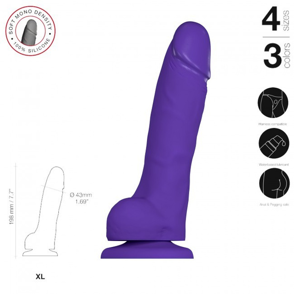 Bardzo realistyczne dildo z przyssawką Strap-on-me Soft Realistic Dildo XL Purple