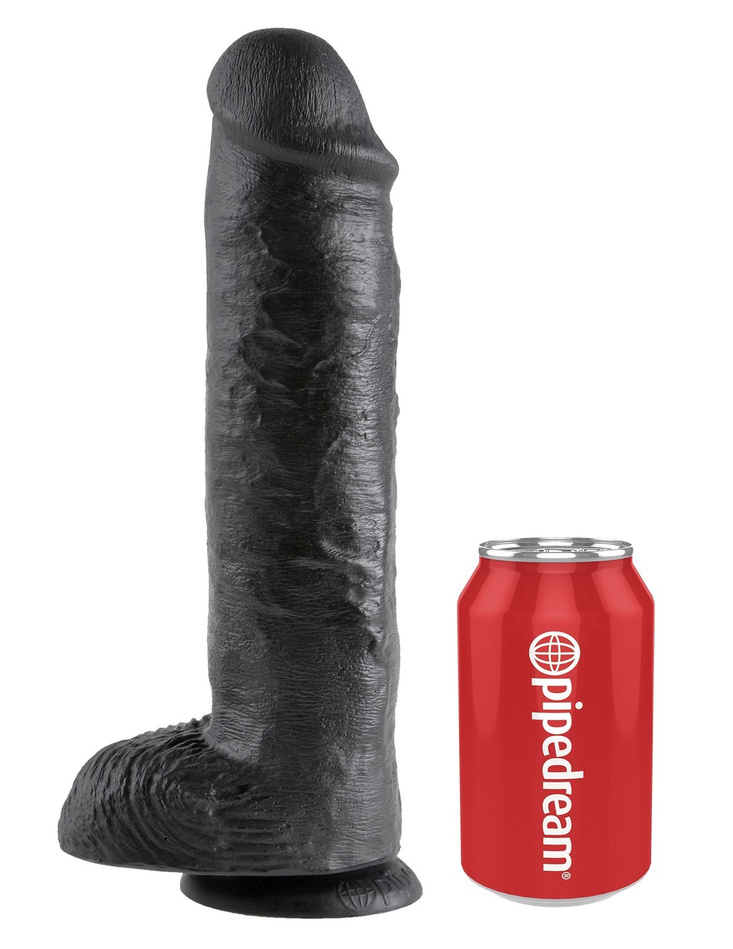 King Cock 11' Cock with Balls Black dildo z jądrami czarne 28 cm