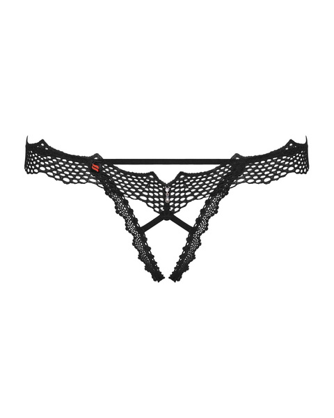 Bravelle open black thong L/XL Obsessive