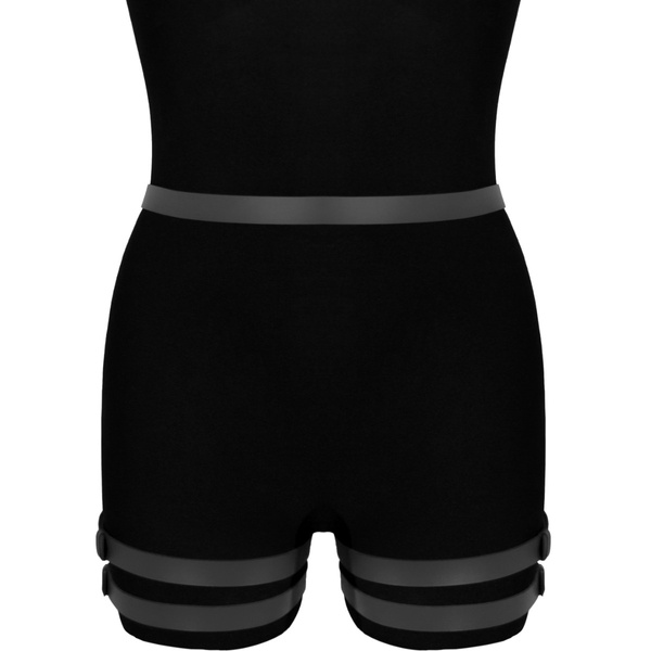 Чорна шкіряна упряжка на стегна Amelia Karess