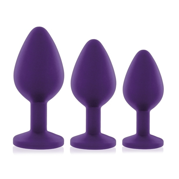 Zestaw silikonowych korków analnych z kryształkiem Rianne S Booty Plug Luxury Set 3 plugs Purple