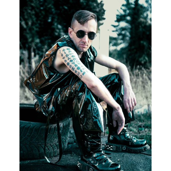 Spodnie baggy z lacku czarne XL HellRider