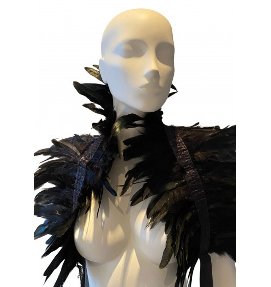 Шаль з пір'я Feather Shoulder Wrap Black Kinky Diva