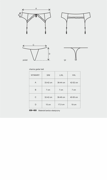 Пояс для панчох з стрінгами Charms L/XL Obsessive