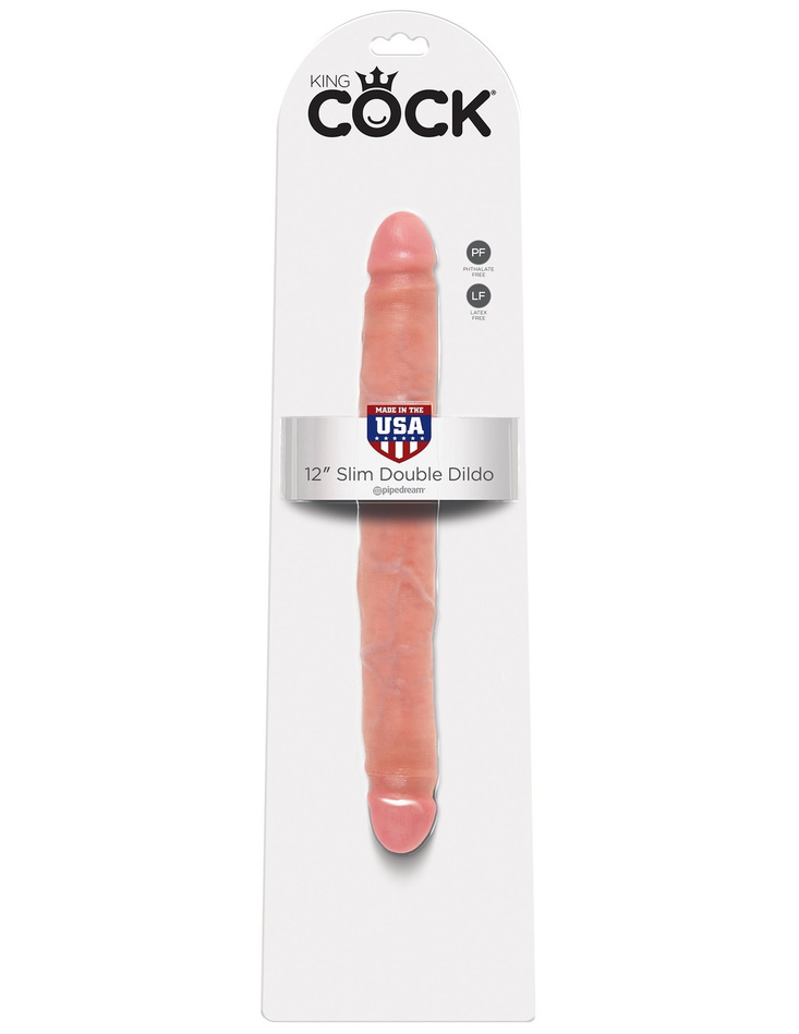 King Cock 12" Slim Double Dildo Flesh