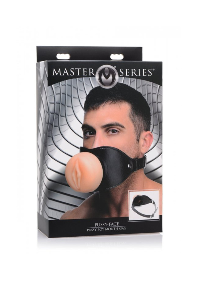 Knebel cipka Pussy Face Oral Sex Mouth Gag - Black