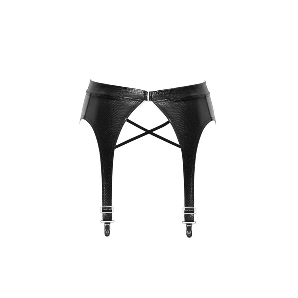 Пояс для панчох F277 Garter belt powerwetlook XL Noir Handmade