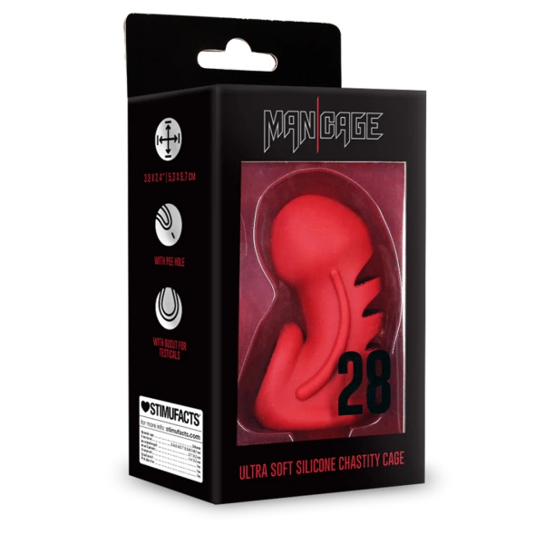 Model 28 Ultra Soft Silicone Chastity Cage Red ManCage
