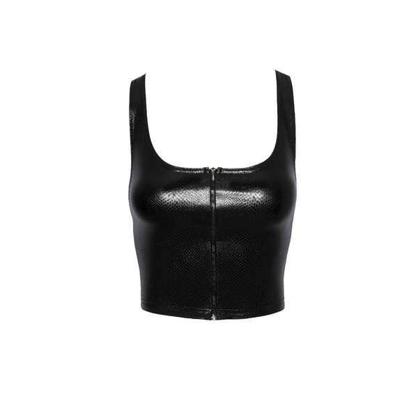 Top F275 Snake Wetlook With Front Zipper S Noir Handmade