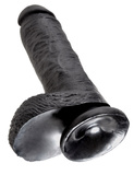 8' Cock With Balls Black Dildo Z Jądrami Czarne 20Cm King Cock