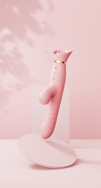 Вібратор Багатофункціональний Rose Thruster Strawberry Pink Zalo
