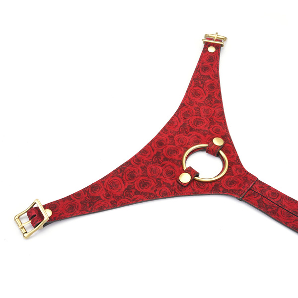 Liebe Seele Kinbaku Ukiyoe Red Rosy Leather Strap on Harness