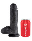 8' Cock With Balls Black Dildo Z Jądrami Czarne 20Cm King Cock