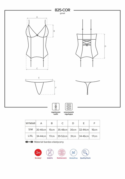 825-COR-6 navy corset L/XL