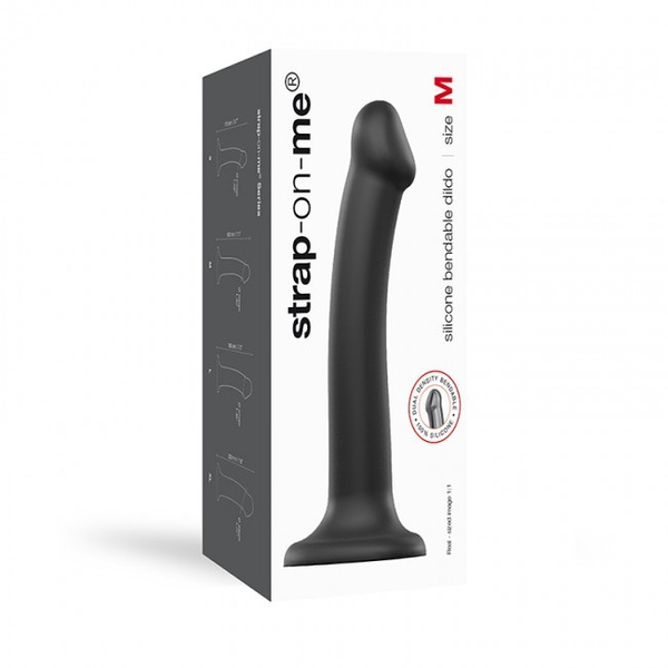 Wyjątkowo Miękkie Dildo Silicone Bendable Dildo Double Density M Black Strap-on-me