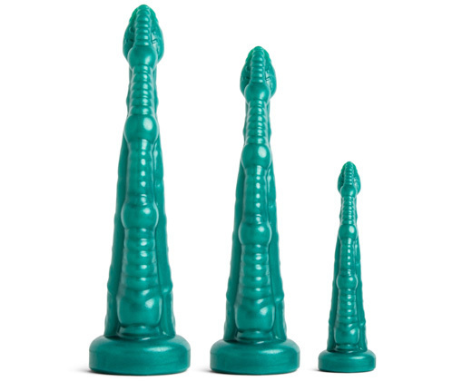 Fantazyjne Dildo Sigmaloid Med Metallic Green Vac S/M Mr Hankeys
