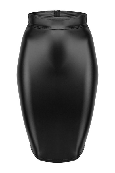 F152 Powerwetlook pencil skirt XL Noir Handmade