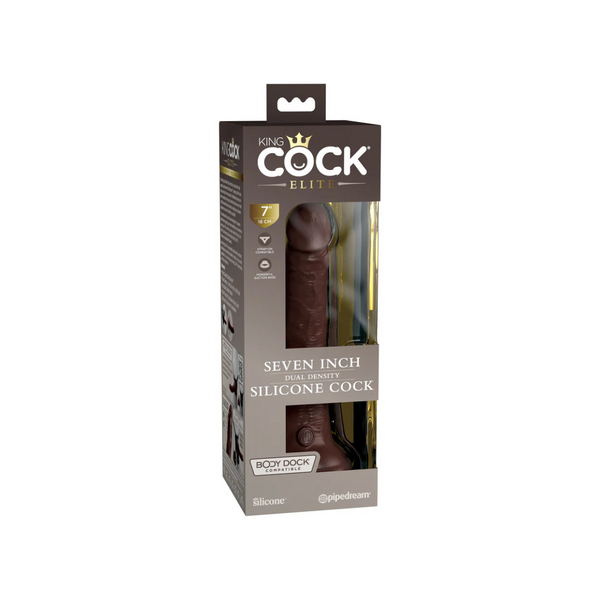 Dildo 18cm King Cock Elite Dual Density Silicone Cock Brown