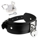 Нашийник з Замком Heart Lock & Key Collar Black/Silver Kinky Diva