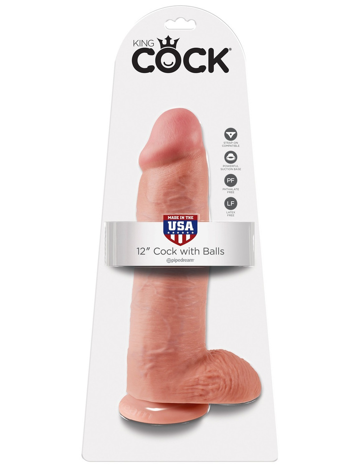 King Cock 12' Cock with Balls Flesh dildo z jądrami cieliste 30 cm