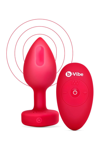 Анальний пробка Vibrating Heart Shape Jewel Plug M/L Red b-Vibe