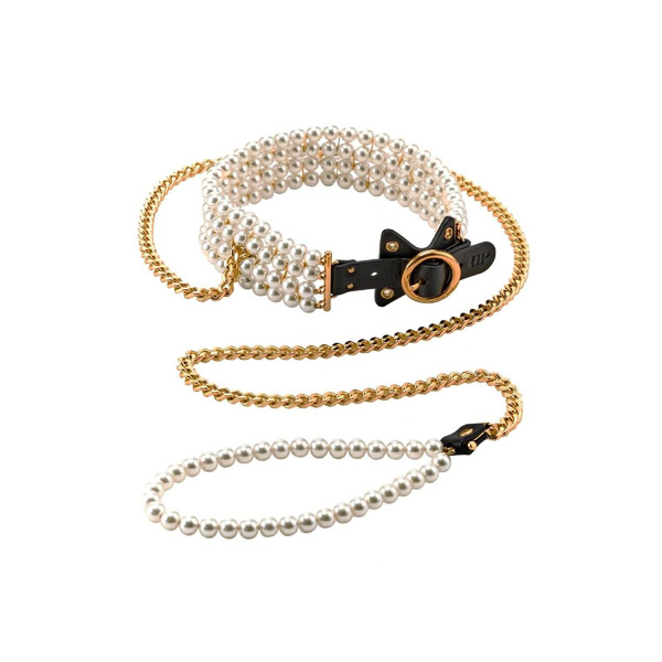 BDSM Luminious Pearl Leash And Collar Guilty Pleasure 